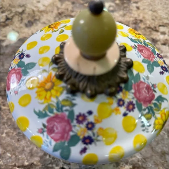 Vintage MacKenzie-Childs Yellow Polka Dot Floral Canister - Picture 6 of 9